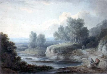 Scène de rivière avec figures